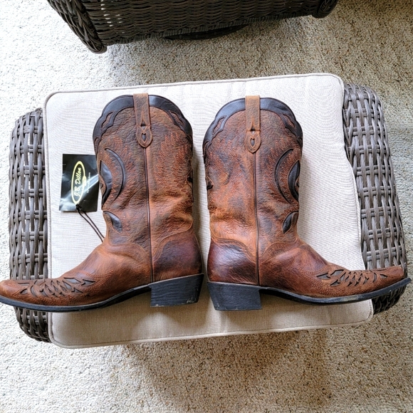 J B Dillon Brown Cross Cowboy Boots - Picture 5 of 11